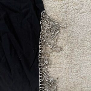 Black Dress with Silver Beaded Fringe